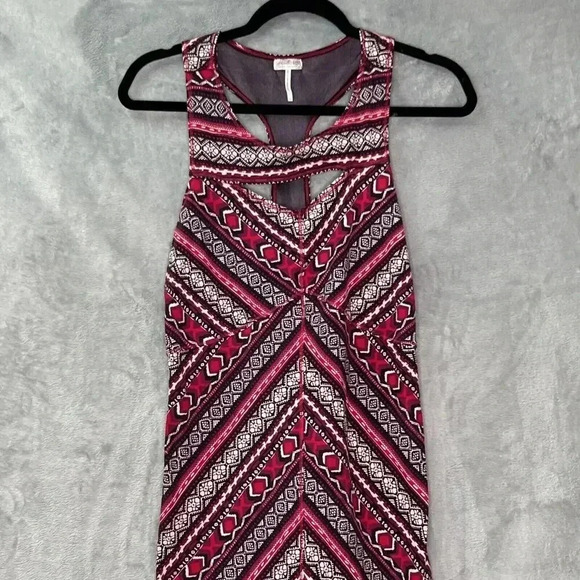 FREE PEOPLE Intimately Womens Chevron Bodycon Mini Dress Keyhole Front Sz L - Picture 3 of 11